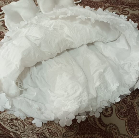 Size 5 Baby A white floral silver baptism christening gown party dress - Picture 11 of 16